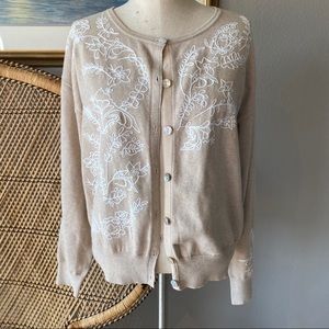 Sundance Cream Embroidered Floral Cardigan